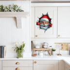 🎅 Jultomte Genom Väggen – 3D Juldekal för Hemmet