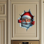 🎅 Jultomte Genom Väggen – 3D Juldekal för Hemmet