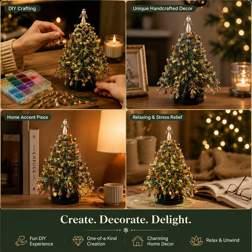 DIY Pärlad Mini-Julgran – Mysigt Julpyssel Kit för Bordsdekoration, Advent & Julklapp