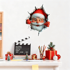 🎅 Jultomte Genom Väggen – 3D Juldekal för Hemmet