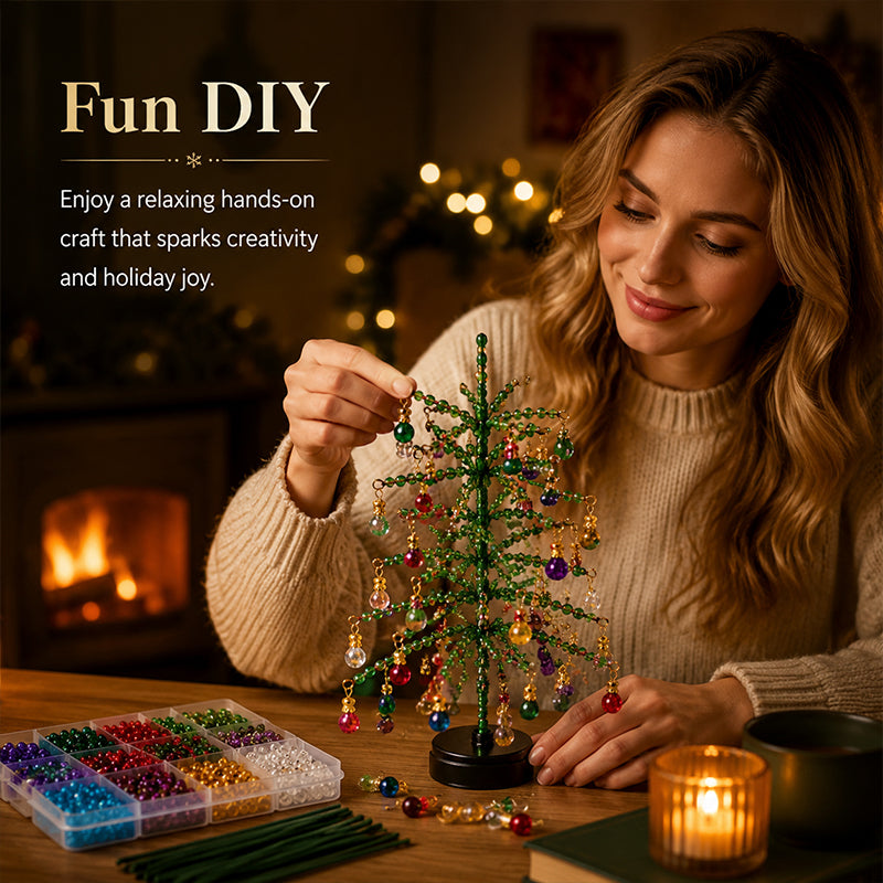 DIY Pärlad Mini-Julgran – Mysigt Julpyssel Kit för Bordsdekoration, Advent & Julklapp