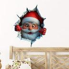 🎅 Jultomte Genom Väggen – 3D Juldekal för Hemmet