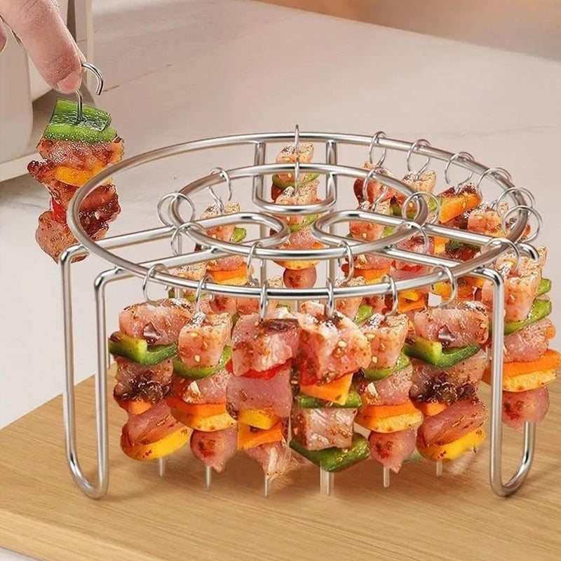 🔥 Vertikalt spettställ för airfryer i rostfritt stål – kebabhållare för grillspett, grönsaker, skaldjur och enkla hemmamåltider