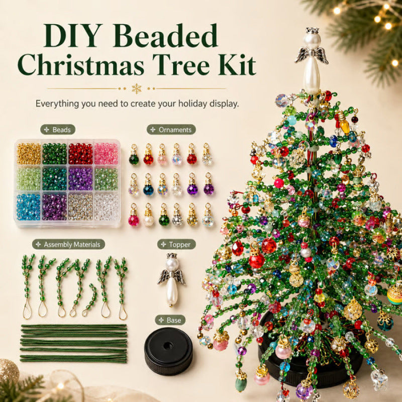DIY Pärlad Mini-Julgran – Mysigt Julpyssel Kit för Bordsdekoration, Advent & Julklapp