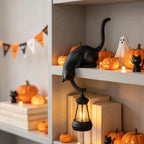 🐈‍Nordisk Katthyllsdekoration med LED-lampa – Mysig Inredningsdetalj för Hemmet