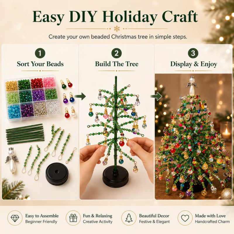 DIY Pärlad Mini-Julgran – Mysigt Julpyssel Kit för Bordsdekoration, Advent & Julklapp