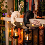 🐈‍Nordisk Katthyllsdekoration med LED-lampa – Mysig Inredningsdetalj för Hemmet