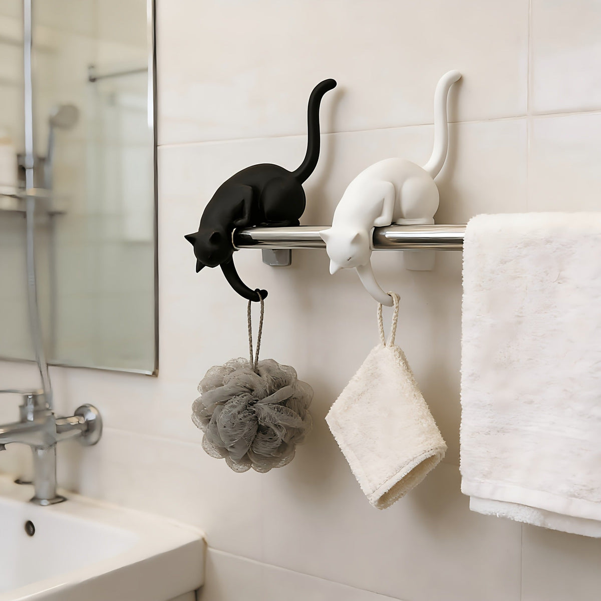🐈‍Nordisk Katthyllsdekoration med LED-lampa – Mysig Inredningsdetalj för Hemmet