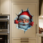 🎅 Jultomte Genom Väggen – 3D Juldekal för Hemmet