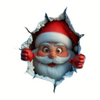 🎅 Jultomte Genom Väggen – 3D Juldekal för Hemmet