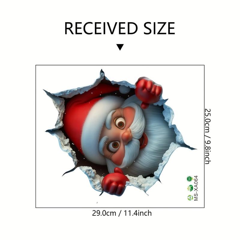 🎅 Jultomte Genom Väggen – 3D Juldekal för Hemmet