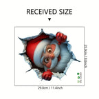 🎅 Jultomte Genom Väggen – 3D Juldekal för Hemmet
