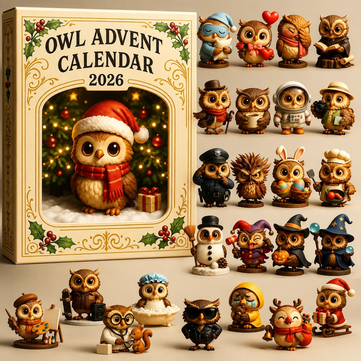 🦉 Ugglornas Adventskalender 2026 – 24 Söta Figurer att Upptäcka Fram Till Jul